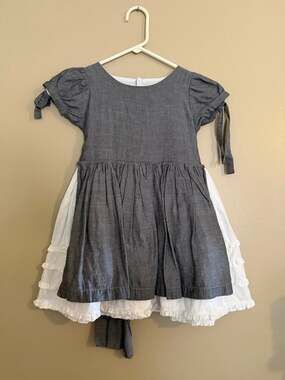 Well Dressed Wolf Meg Gray Layered Ruffle Tie-Sleeve Dress size 5